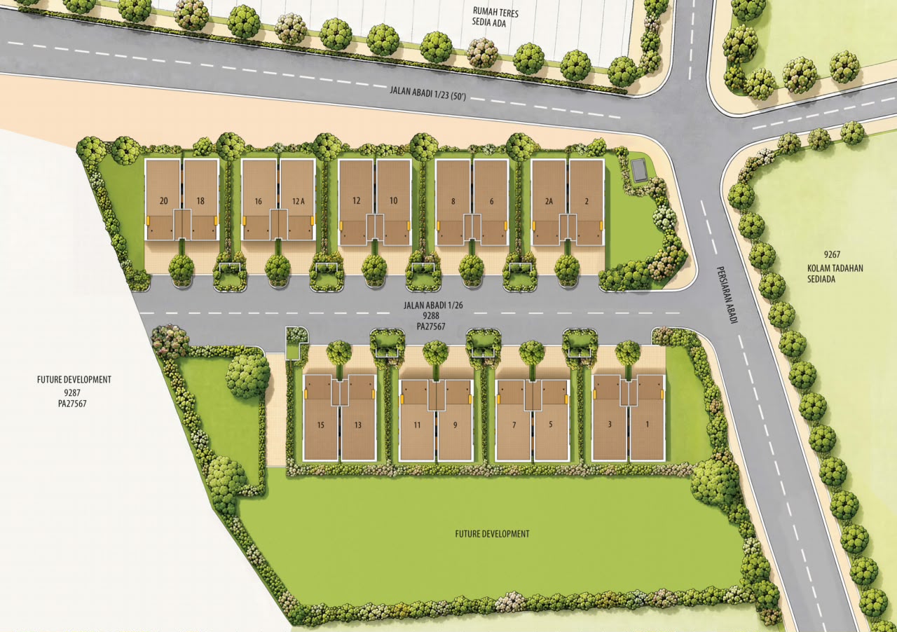 Meranti Garden site plan showing 18 semi-detached units
